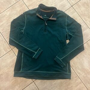 Tommy Bahama men’s Size XL quarter zip dark green long sleeve pullover. GUC